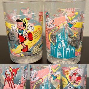 Set of 2 Vtg McDONALD'S Walt Disney World "100 YEARS OF MAGIC" Pinocchio Glasses